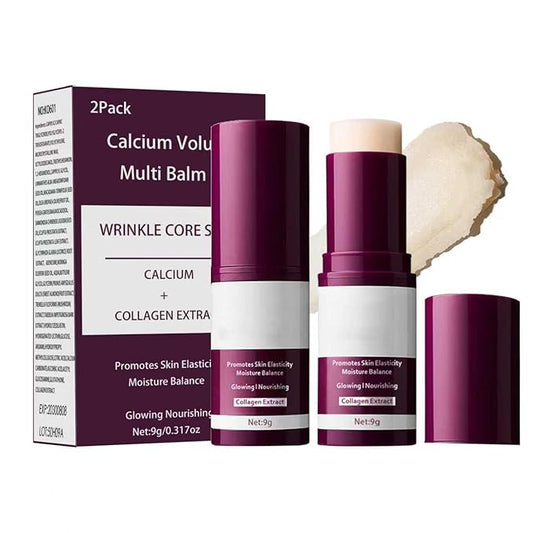 2PCS Calcium Multi Balm Stick -Collagen Moisturizing Balm Stick for Face,Eyes & Neck, Anti-Wrinkle Eye Cream, Wrinkle Core Sticks For Firming Skin, Hydrating, Anti-aging