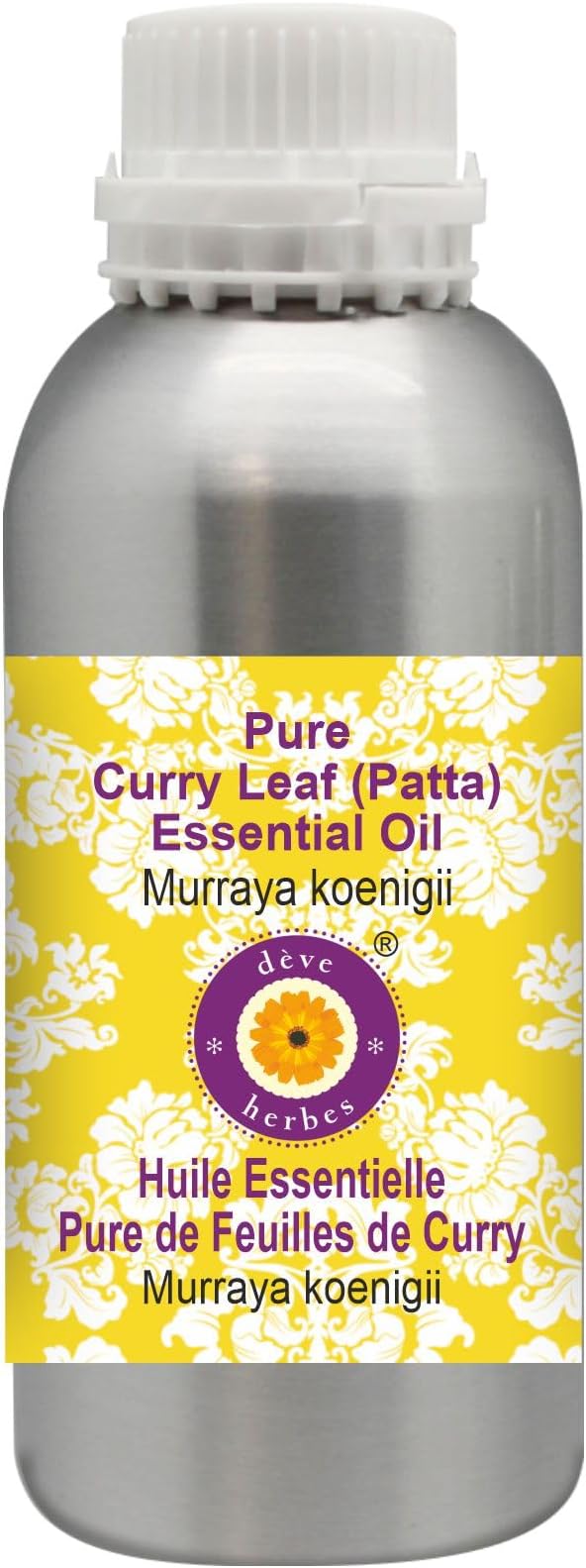 Deve Herbes Pure Curry Leaf (Patta) Essential Oil (Murraya koenigii) Steam Distilled 630ml (21 oz)