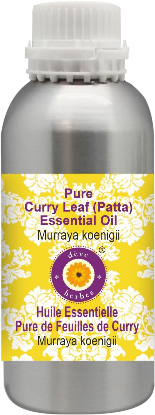 Deve Herbes Pure Curry Leaf (Patta) Essential Oil (Murraya koenigii) Steam Distilled 300ml (10 oz)