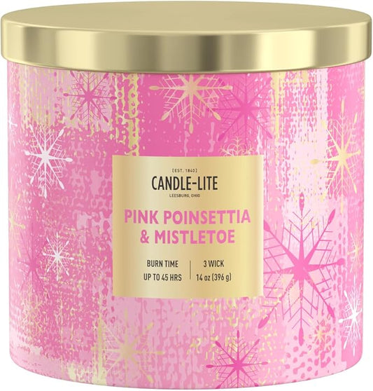 Candle-lite Holiday Scented Candles, Red Apple and Zesty Orange, 14 oz 3-Wick Jar Candle, Proudly Poured in The USA, Christmas Home Decor Candle, 45 Hours of Burn Time, Holiday Gift for Men and Women