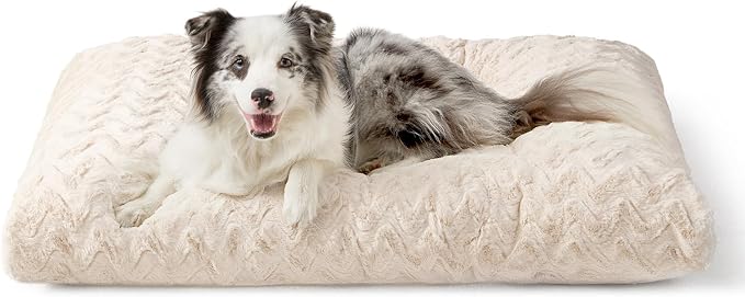 EHEYCIGA Washable Large Dog Bed for Crate, 36x27 Inch Pet Bed, Beige | Soft Dog Crate Bed, Plush and Comfy Kennel Pad, Deluxe Sleeping Mattress for Dogs Up to 55 lbs