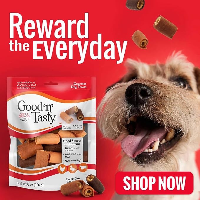 Good ‘N’ Tasty Soft and Crunchy Variety Pack, 8 Ounces, Treats for Dogs (Pack of 4)