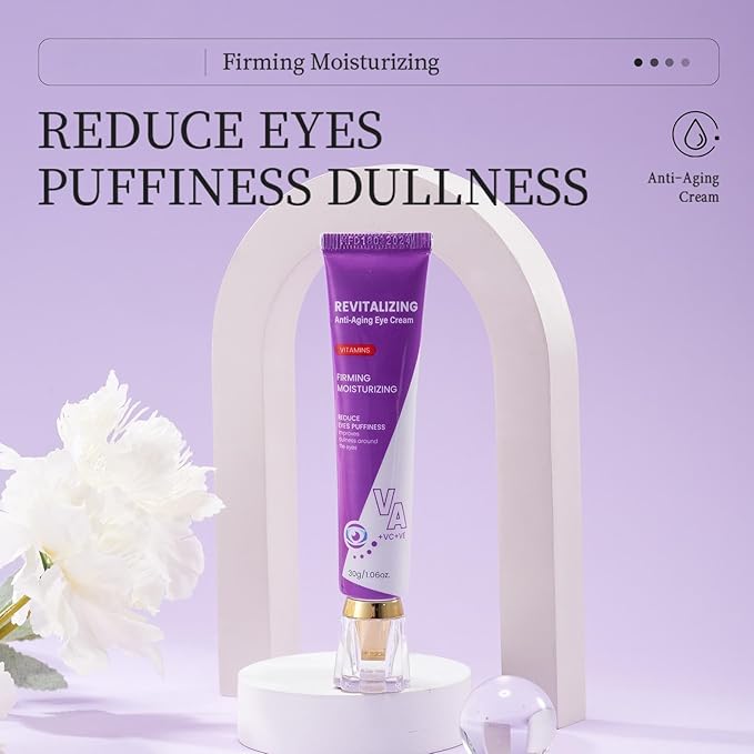 Eye Cream for Dark Circles and Puffiness - Anti Aging Eye Cream Enriched with VA VC VE, Firming & Hydrating Under Eye Treatment for Wrinkles, Eye Bags, Fine Lines, 30g/1oz