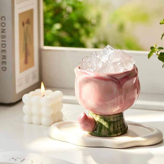 Tulip Crystal Stone Aroma Diffuser,Aromatherapy Diffuser for Home, Bathroom, Office, Home Decor,Perfect for Meditation Reflection Bedroom Decoration (No Essential Oils)