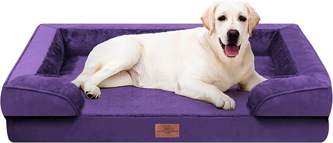Comfort Expression Waterproof Orthopedic Dog Beds for Extra Large Dog | Supportive Egg Crate Foam XL Dog Bed with Removable Bolster, Dog Couch with Washable Cover & Non-Slip Bottom, 45x35 Inch