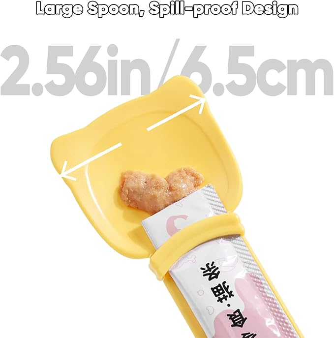 Panup Cat Strip Feeder - 3 Colors Cat Stripe Squeeze Spoon, Treat Feeding Wet Spoons, Cat Food Treat Spoon Dispenser for Pet, White, Green, Yellow