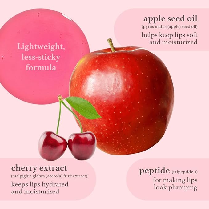 NOONI Korean Lip Oil Set - Appleberry & Applecherry | Long-Lasting, Moisturizing, Plumping, Revitalizing for Dry Lips, Waterproof, No Peel Off, Stocking Stuffers, 0.12 FL Oz x 2ea