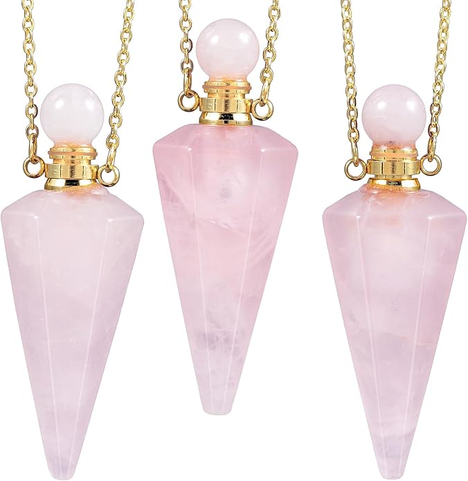 TUMBEELLUWA Crystal Perfume Bottle Necklace for Women Men | Faceted Crystal Point Necklace, Essential Oil Diffuser Vial Necklace, Openable Locket Bottle Jewelry for Daily Wear