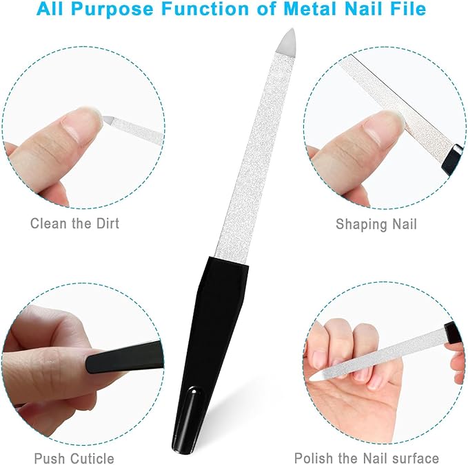 Nail File Kit (14 Pack), Professional Reusable Emery Boards Nail Files for Natural & Acrylic Nails, 100/180 Grit Double Sided & Washable Manicure Kit for Women and Men, Home Salon & Travel