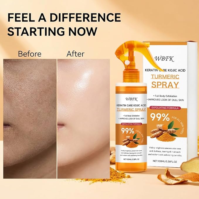 Turmeric Body Exfoliating Spray – 2 Pack Gentle Body Peel Mist to Help Remove Dead Skin and Improve Rough Texture, Suitable for All Skin Types (200ml)