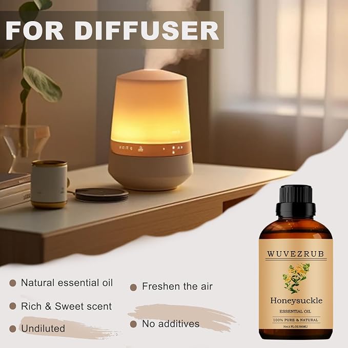 Honeysuckle Essential Oils, 60ML Pure and Natural Essential Oil for Aromatherapy Diffuser - Honeysuckle /2 Fl Oz