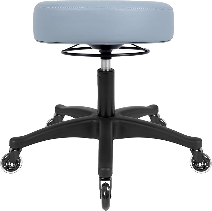 TAKE UR SEAT® All-Purpose Stools with Adjustable Seat and Easy Clean Performance Fabrics for Cleanroom Lab Medical Office Classroom Shop Garage Spa Massage Tattoo(Blade Wheels) (15" Gray)