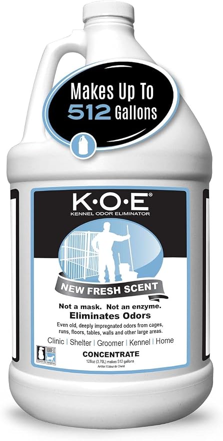 Odorcide K.O.E. Fresh Scent Odor Eliminator Concentrate – For Strong Odor on Cages, Floor, & More – Non-Enzymatic For Home & Dog Kennel – Home & Pet Supplies (1 Gal)