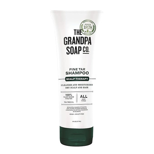The Grandpa Soap Company Pine Tar Shampoo - Cleanses and Moisturizes Dry Scalp, With Pine Tar and Tea Tree Oil, All Hair Types, Vegan, Sulfates and Parabens Free, 8 Fl Oz