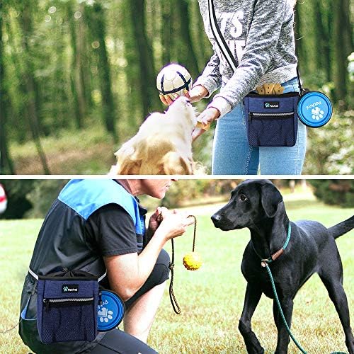 PetAmi Dog Treat Pouch, Pet Treat Pouch for Training, Dog Walking Bag Holder for Kibbles, Pet Food Toy, Dog Trainer Essentials Supplies, Poop Bag Dispenser, 3 Ways to Wear (Heather Navy)