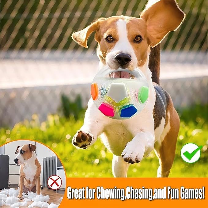 Dog Ball with Handle - Squeaky Dog Calming Ball with Handle(Transparent)