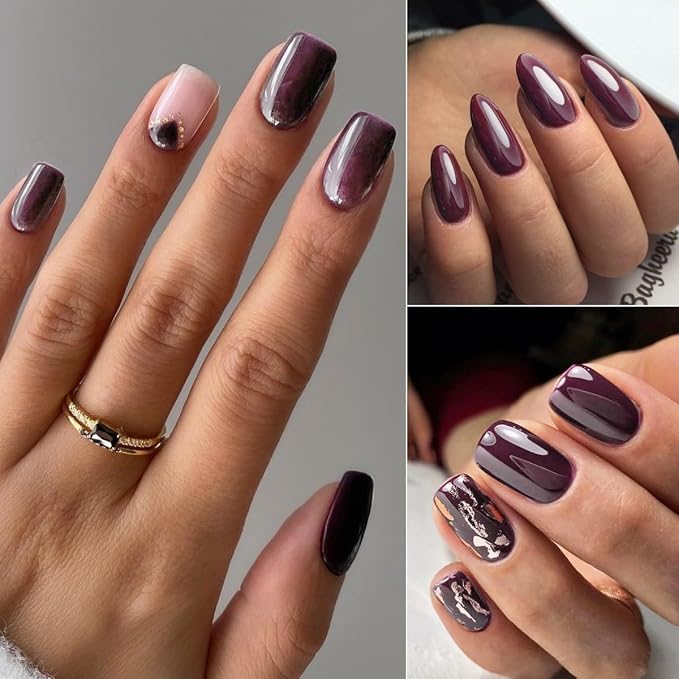 AILLSA Maroon Red Gel Nail Polish Burgundy Purple Jelly Gel Polish Grape Wine Polish Dark Color Opaque Nails Soak Off U V Gels Manicure Salon DIY Holiday Day Gift for Women 0.51 Fl Oz/GF04