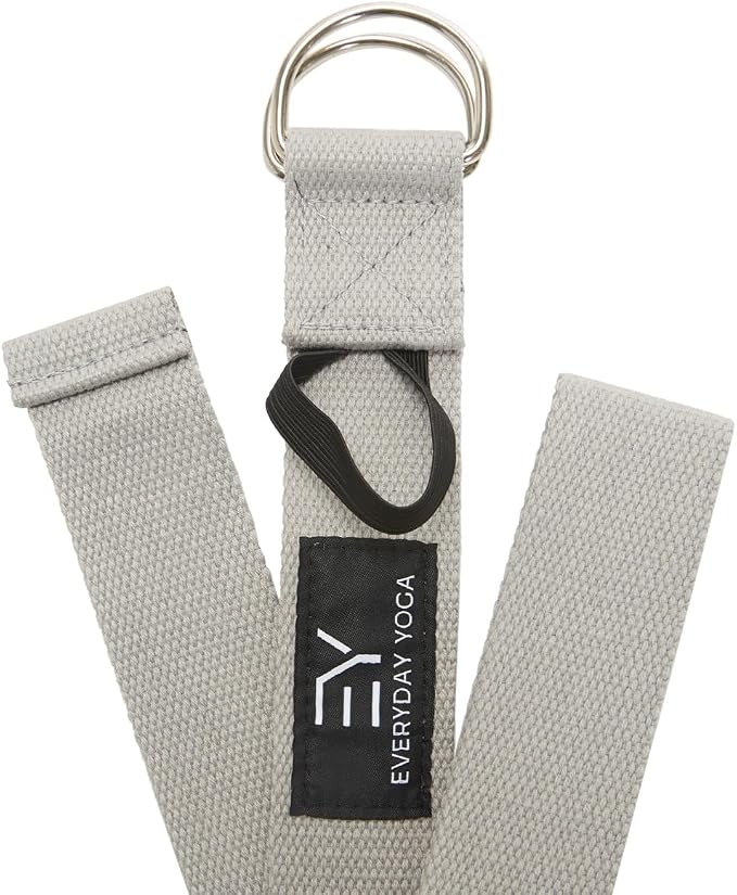 Everyday Yoga Strap with Metal D-Ring - Durable Stretching Strap for Yoga, Pilates, Flexibility & Physical Therapy (6ft, 8ft, 10ft)