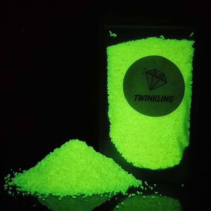 TWINKLING Glow in The Dark Crushed Glass, Broken Glass Glitter, Glow in The Dark Stones Gems Chips for DIY Resin Art Epoxy Crafts, Nail Art, Jewelry Making, Geode Painting, 0.85mm(100g) (Gold Yellow)