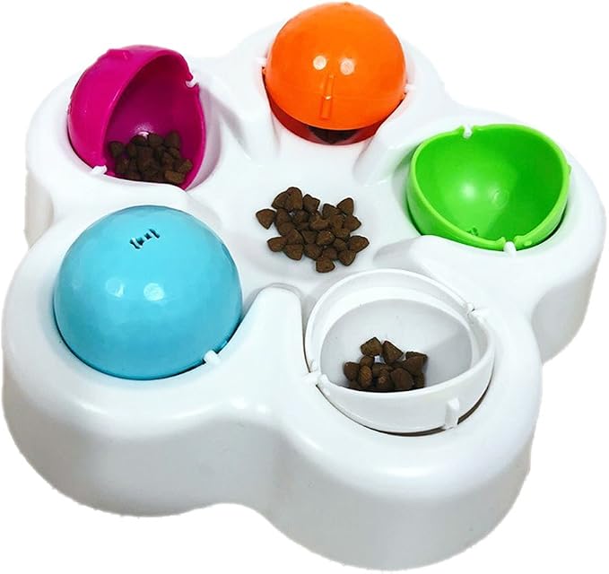 Interactive Dog Puppy Treat Ball Slow Feeder Bowl Nontoxic Dog Food Dispenser Fun IQ Training Educational Game Slow Feed Bowl Food Dispensing Plate Dish Puzzle Toys for Small Medium Large Dogs Cats