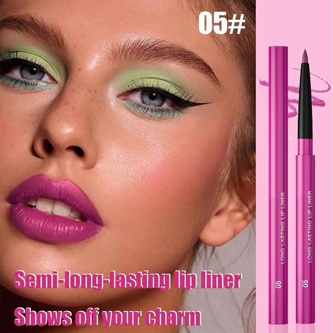 Gel Lip Liner Pencil for Women, Pitaya Pink Matte Long Lasting Lip Liner Lipstick 24 Hour, High Pigmented Lips Makeup Retractable Liners Waterproof Smudge Proof, Vegan & Cruelty-Free 05
