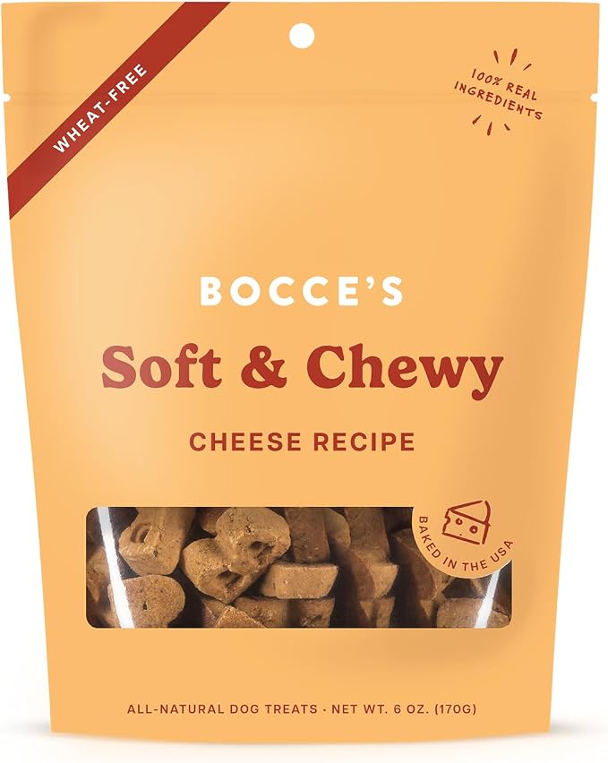 Bocce's Bakery Cheese Flavor Soft & Chewy Dog Treats, 6 oz | Oven Baked, Wheat-Free Everyday Dog Treat Cookies - Made with Real, Limited Ingredients and Baked in The USA