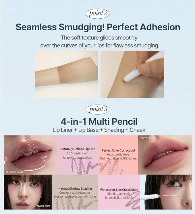 Heart Percent Dote On Mood Lip Liner Pencil, Long-Lasting Creamy Lip Crayon Smooth Lipliner Retractable Lipstick Overlip Line Color 0.8g, #17. Taupe Beige