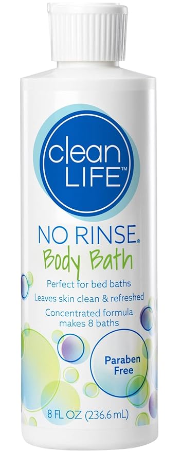 No-Rinse CleanLife Products Body Bath, 8 fl oz (Makes 8 Complete Baths) – Gentle, Concentrated Liquid Body Wash Made in USA – Ideal for Post-Surgery, Elderly Care, Camping, and Travel