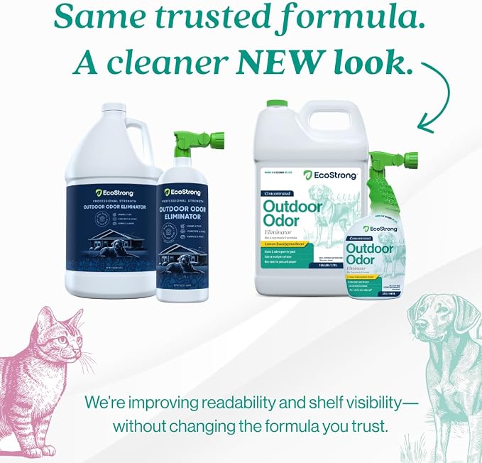 Eco Strong Outdoor Odor Eliminator Outside Dog Urine Enzyme Cleaner Powerful Pet, Cat, Animal Scent Deodorizer | Professional Strength for Yard, Turf, Kennels, Patios, Decks (160 oz Bundle w Sprayer)