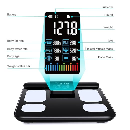 KUAIVO 8-Electrode Smart Body Fat Scale with Handle, 28 Body Metrics, Segmental Measurements for Arms/Legs/Torso for Arms/Legs/Torso, Large Display, App Sync, 180kg/400lbs
