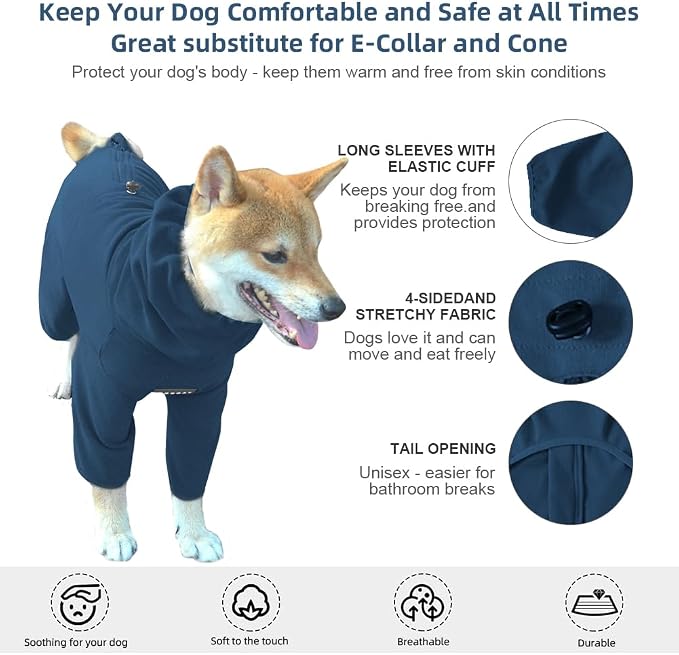 Dog Pajamas for Large Dogs,Extra Large Stretch, Suitable for Adult, Medium-Sized Dogs, Large Pet Jumpsuit Four-Legged Dog Clothes, Pet Clothing. (Blue, 2XL)