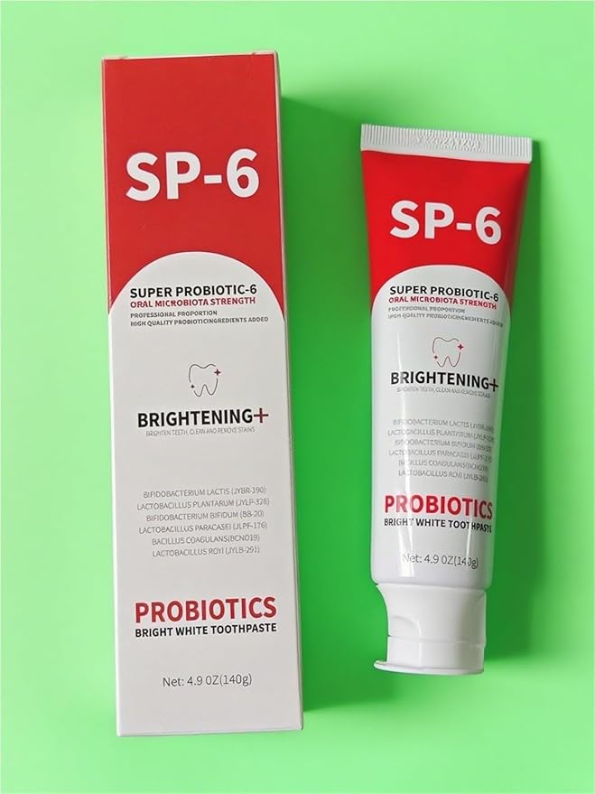 SP-6 Probiotic Whitening Toothpaste, a Fluoride Free Toothpaste for Cleaning Teeth, Keeps Gums White and Healthy, with a Mint Flavor and Fresh Breath