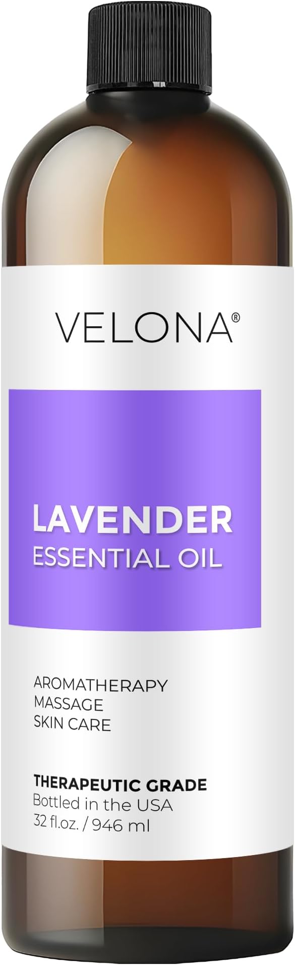 velona Lavender Essential Oil by Velona - 32 Fl Oz | Therapeutic Grade | for Aromatherapy Diffuser, Massage, Skincare, Haircare, Soapmaking