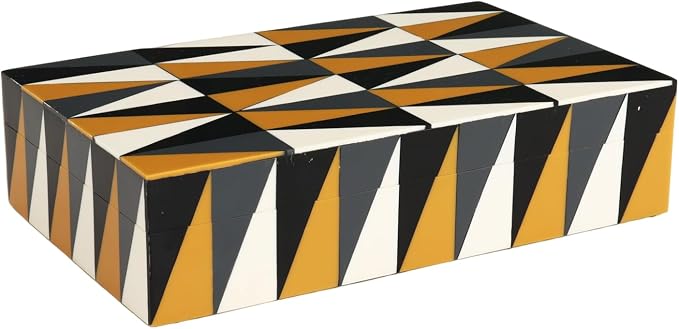 Handicrafts Home Large Decorative Storage Box with Lid, Coffee Table Storage Box, Decorative Remote Control Holder, Keepsake Storage Box for Living Room & Shelf Decor, Puzzle Guild 12 x 6 x 2