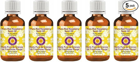 dève herbes Pure Red Raspberry Seed Oil (Rubus idaeus) Cold Pressed (Pack of Five) 100ml X 5 (16.9 oz)