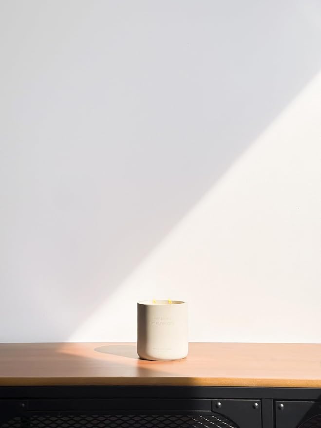 WHOLESOME. Warm Woods Scented Non-Toxic Candles for Home, 2 Wicks Natural Coconut Wax Candle Eco-Friendly, Luxury Aromatherapy Candles Stress Relief, 16 oz Large Concrete Jar, 90 Hours Burn