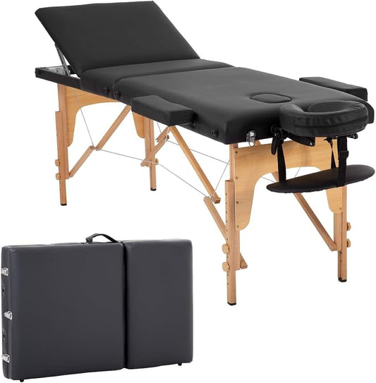 BestMassage Massage Bed Portable Massage Table 3 Folding Lash Bed Height Adjustable 24 Inch Wide Spa Table with Non-Woven Bag for Spa Footmassage Facial CareSpa Tattoo