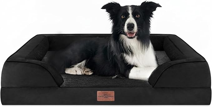 Comfort Expression Waterproof Orthopedic Dog Beds for Large Sized Dog | Supportive Egg Crate Foam Large Pet Bed with Removable Bolster, Dog Couch with Washable Cover & Non-Slip Bottom, 36x27 Inch