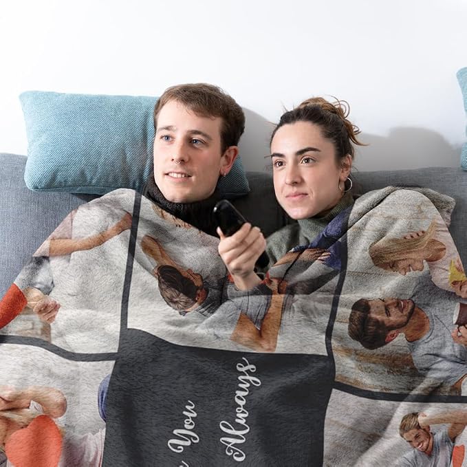 Ships Next Day, Custom Sherpa Fleece Blanket with Photos Text Soft Warm Custom Blanket Personalized Couples Gifts for Boyfriend Girlfriend Customized Picture Blanket Gifts for Christmas Valentines Day