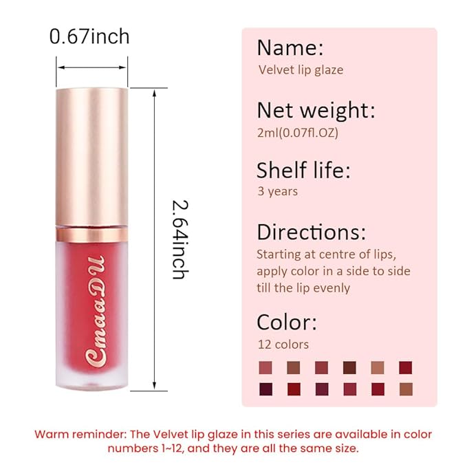 evpct 1Pcs Sexy Red Matte Liquid Lipstick Lip Gloss Glossy Set for Black Women 24 Hour Silky Velvet Lipstick labiales matte larga duracion mate 24 horas originales 11#