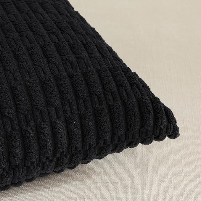 Fancy Homi 4 Packs Decorative Throw Pillow Covers for Living Room Couch Bed, Modern Farmhouse Boho Home Décor Accent Cushion Case, 14" x 14", Black