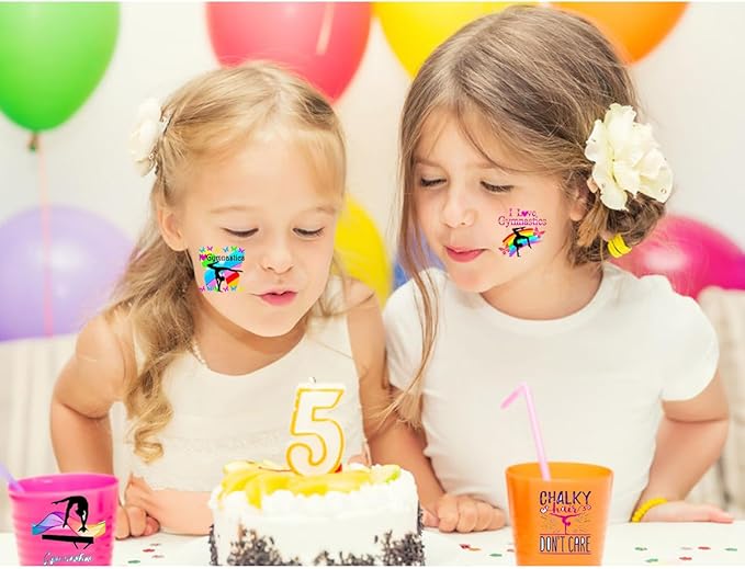 Gymnastic Temporary Tattoos Birthday Themed Party Supplies Decorations Favors 10 Sheets 200PCS Sport Decor Cute Stickers Class School Prizes Gift Kids Boys Girls Carnival Christmas Reward Multicolor
