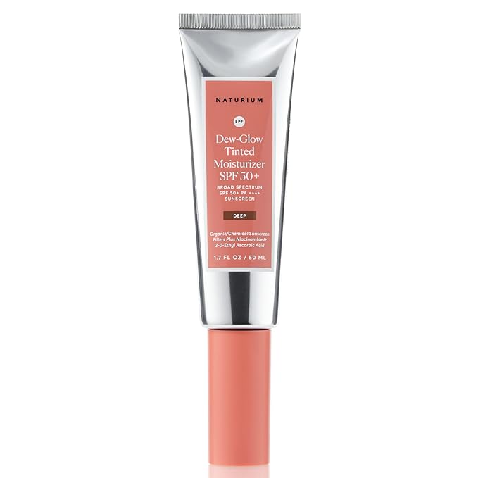 Naturium Dew-Glow Tinted Moisturizer SPF 50+ Deep, Daily Moisturizing Sunscreen & Face Primer Face Primer with Tint, Skin Protector with Dewy Finish, 1.7 oz
