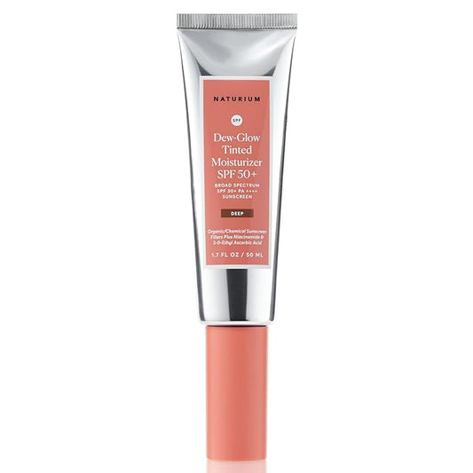 Naturium Dew-Glow Tinted Moisturizer SPF 50+ Deep, Daily Moisturizing Sunscreen & Face Primer Face Primer with Tint, Skin Protector with Dewy Finish, 1.7 oz