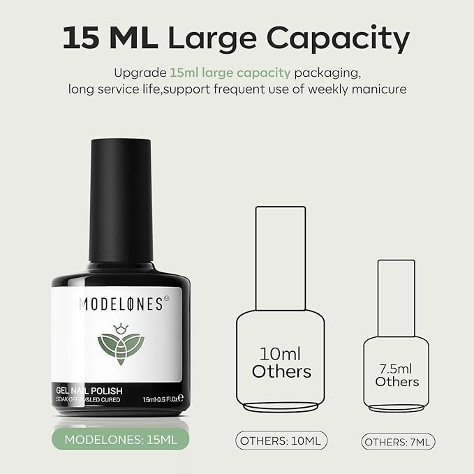 modelones Green Gel Nail Polish Sage Green Nails Polish Soak Off Led Nail Art Gel Manicure Salon DIY Gifts for Women 15 ML