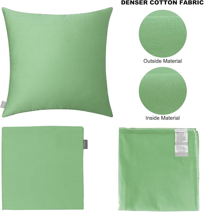 Thmyo 4-Pack 100% Cotton Comfortable Solid Decorative Throw Pillow Case, Square Cushion Cover Pillowcase Sublimation Blank Pillow Covers DIY Throw Pillowcase(16x16 inch/ 40x40cm,Sage Green)