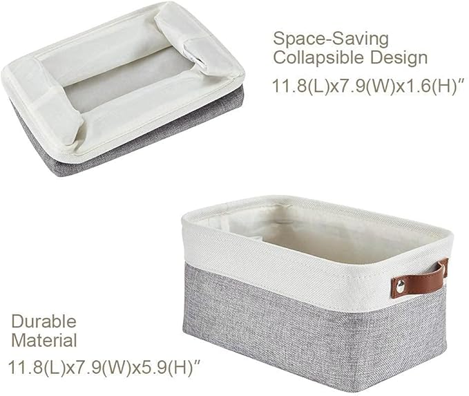 DECOMOMO Small Storage Basket, Closet Storage Bins | 6 Pack Baskets for Organizing Shelves, Decorative Linen Closet Baskets(Grey & White)