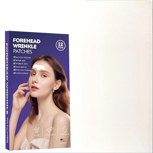 Forehead Wrinkle Patches - 12 Pcs Collagen Anti-Aging Face Patches for Frown Lines Treatment, Overnight Facial Wrinkle Reducer with Hyaluronic Acid & Vitamin E (rosy)