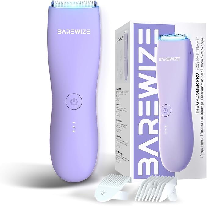 Bikini Trimmer for Women, Pubic Hair Trimmer, Waterproof, USB-C Rechargeable, LED Light, Replaceable Blade, Electric Razors for Women, Electric Lady Shaver (Violet)