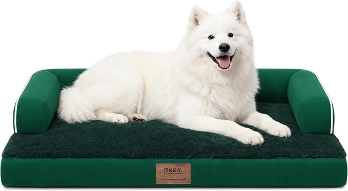 Orthopedic XL Dog Bed with Bolster for Extra Large Size Dogs | Pillow Support for Neck Relief, Egg Crate Foam, Skin-Friendly Surface, Waterproof Liner, Anti-Slip Bottom, 42 x 30 Inch